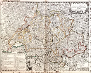 Francja (region: Lotaryngia, Alzacja, Franche-Comté, Rodan-Alpy), Szwajcaria, Niemcy (kraj związkowy: Badenia-Wirtembergia, Bawaria), Liechtenstein, Austria (kraj związkowy: Voralberg), Włochy (region: Lombardia, Piemont, Dolina Aosty)