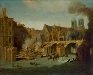 Petit Pont po pożarze w 1718 r