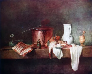 Martwa natura w kuchni 1735 autorstwa Jean-Baptiste-Siméona Chardin