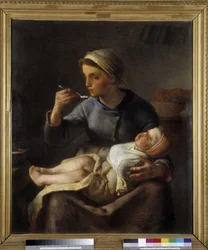 Kobieta zmuszająca dziecko do jedzenia (Owsianka Le)