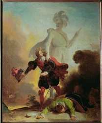 Don Juan i posąg dowódcy (olej na płótnie)