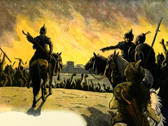 Dzieciom opowiadana jest historia Alzacji; Les huns;