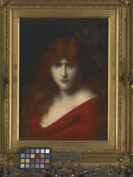 Głowa kobiety (olej na drewnie)