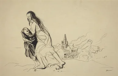 Po Douai, prawdopodobnie 1918 (tusz na papierze)