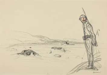 Wzdłuż Marny, prawdopodobnie 1918 (kredka na papierze)
