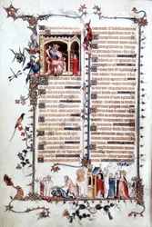 Ms Lat 10483 fol.24v Dawid przed Saulem, z Brewiarza Belleville, ok. 1323-26 (welum)