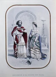 Król Salomon i królowa Saby, ilustracja z „Histoire des Amants Celebres de l