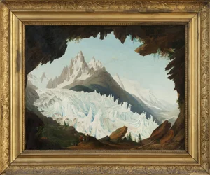 Widok na Alpy zaczerpnięty ze skarbca o nazwie Chapeau of the Woods Glacier (olej na płótnie)