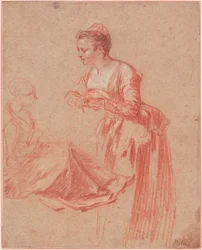 Dwa studia postaci młodej kobiety, c. 1716