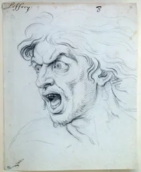 Wyrażanie namiętności duszy; Straszliwy. Rysunek Jean Audran (1667-1756)