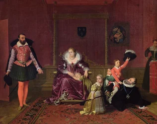 Henryk IV (1553-1610) Król Francji i Nawarry bawiący się ze swoimi dziećmi jako ambasador Hiszpanii wchodzi, 1817