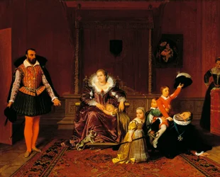 Henryk IV zaskoczony przez ambasadora Hiszpanii podczas zabawy z dziećmi, Jean Auguste Dominique Ingres (1780-1867).