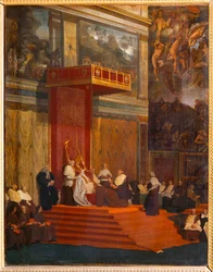 Papież Pius VII trzymający kaplicę. 1820 ...