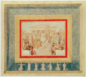 Apoteoza Homera, projekt sufitu Luwru, 1826-27 (pióro i atrament i toaleta na papierze)