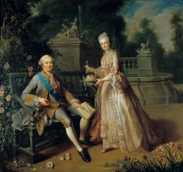 Louis Jean Marie de Bourbon, książę Penthievre (1725-1793) i jego córka Louise Adelaide (1753-1821), która została księżną Orleanu i żoną Ludwika Filipa II Orleańskiego dit Philippe Egalite (1747-1793) Obraz Jeana Baptiste Charpentiera (1728