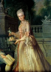 Portret Louise Adelaide, przyszłej księżnej Orleanu (1753-1821) Detal. Obraz Jeana Baptiste Charpentiera (1728-1806) XVIII wiek.