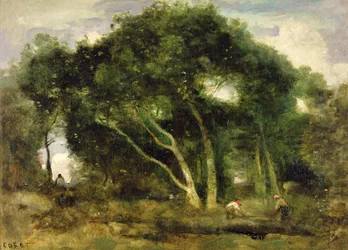 Fontainebleau: Krzywe dęby na leśnej polanie, ok. 1830-40 (olej na płótnie)