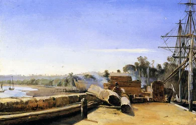 Stocznia w Honfleur, ok. 1823 (olej na papierze)
