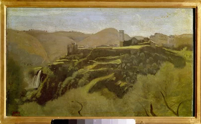 Widok na cascatelles – obraz Tivoli Camille Corot (1796-1875) XIX-wieczne słońce. 0,26x0,41 m .