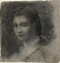 Popiersie młodej kobiety (recto); siedząca postać kobieca (verso)