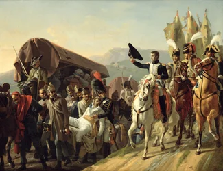 Napoleon (1769-1821) oddaje hołd odwadze rannych, 1806