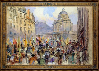 Poddanie się Senatowi Trofeów po bitwie pod Ulm i Austerlitz w 1806 r. Esquisse akwarela Edouarda Detaille (1848-1912)