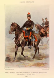 Typy i umundurowanie francuskiej armii kapitana Julesa Richarda, zilustrowane przez Edouarda Detaille (1848-1912): szef szwadronu artylerii dowodzący baterią kawalerii dywizyjnej w dużym stroju w 1887 r., kolekcja prywatna