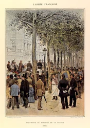Typy i mundury francuskiego Armee kapitana Julesa Richarda, zilustrowane przez Edouarda Detaille (1848-1912): Sztab Ministra Wojny w 1884 r., zbiory prywatne
