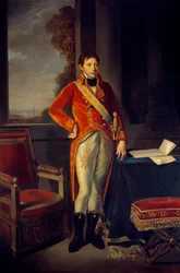 Pełnowymiarowy portret Bonapartego jako pierwszego konsula (1769 - 1821). Obraz Jana Chrzciciela Greuze (1725-1805)