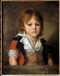 Portret dziecka Edouarda Bertina (1797-1871) malarza i dziennikarza. Obraz Jeana Baptiste Greuze (1725-1805) XVIII w. Słońce. 0,46x0,36m²