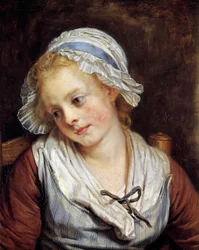 Portret dziewczyny Obraz Jean-Baptiste Greuze (1725-1805). 1765. wym. 0,45x0,37m. Chantilly, Musee Conde - Portret młodej dziewczyny. Obraz Jean-Baptiste Greuze (1725-1805). 1765. 0,45 x 0,37 m. Muzeum Conde, Chantilly, Francja