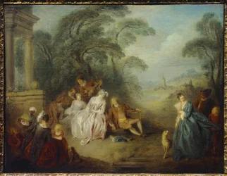 Zmontowany w parku Obraz Jeana Baptiste Patera (1695-1736) XVIII wiek