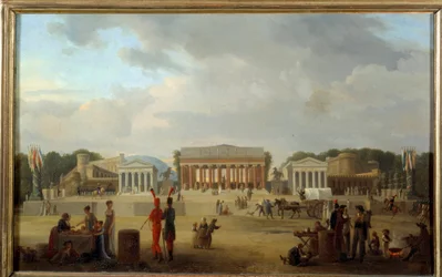 Widok na wielki teatr na Place de la Concorde w Paryżu na fete de la Paix 18 mgły i X (9/11/1801) Obraz Jean Baptiste Cazin (1791-1810) 1801 nd. 0,35x0,56 m Paryż, Muzeum Carnavalet