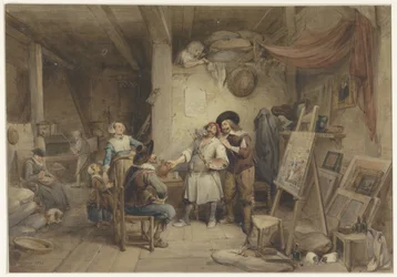 Adriaen Brouwer ze swoim uczniem J. van Craesbeek