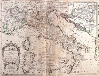 Mapa Włoch z Korsyką, Sardynią i Sycylią (Grawerowanie