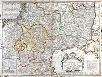 Mapa Langwedocji (południe Francji) (Grawerowanie