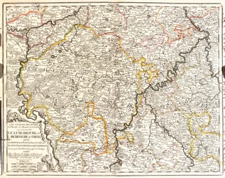Mapa Luksemburga i diecezji Treves (Niemcy) (Grawerowanie