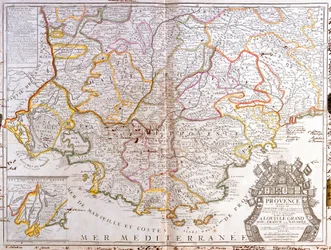 Mapa Prowansji (Francja) (Grawerowanie