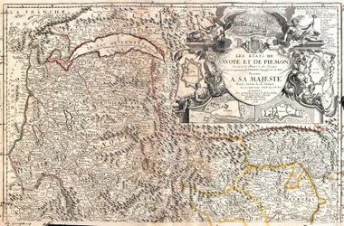 Mapa Sabaudii i Piemontu (Włochy) (Grawerowanie