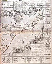 Mapa Canal du Midi, z jego akweduktami (Grawerowanie
