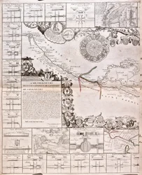 Mapa Canal du Midi, z jego akweduktami (Grawerowanie
