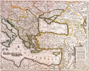 Mapa krajów wschodniej części Morza Śródziemnego i Morza Czarnego, Turcji oraz prowincji Azji Mniejszej