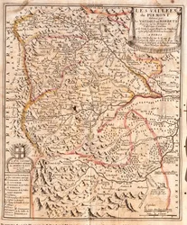 Mapa Piemontu (Włochy) (Grawerowanie