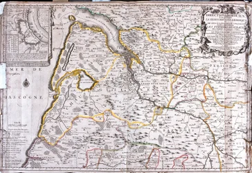 Mapa obszaru wokół Bordeaux (Francja) (Grawerowanie
