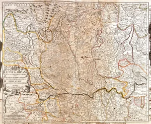 Mapa obszaru Mediolanu (Włochy) (Grawerowanie