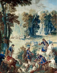 Polowanie na Ludwika XV. Gobelin autorstwa Jean Baptiste Oudry (1686 - 1755)