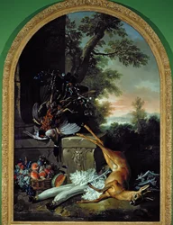 Martwa natura z grą w krajobrazie, ok. 1730