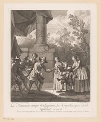 Knipt Wrok autorstwa Hoed van Ragotin La Rancune odcina kapelusz Ragotina (tytuł na obiekcie) Sceny z Romana Comique van Scarrona (tytuł serii)