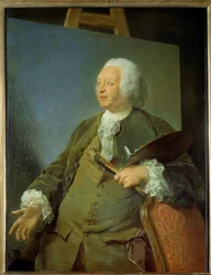 Portret malarza Jean Baptiste Oudry (1686-1755) Obraz Jean-Baptiste Perroneau (Jean Baptiste Perronneau) (1715-1783) XVIII w. Słońce 1,31x1,05 m