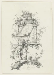 Kompozycja ozdobna w stylu chinoiserie Ozdobne wzory w stylu Chinoiserie dla Deuxième Cahier de six Baraques Chinoises (tytuł serii)